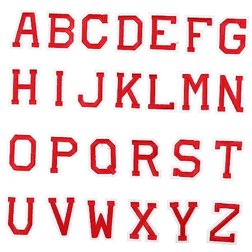 HOMSFOU 26 Stück Bügelbuchstaben A Z Aufbügelbare Buchstaben Patches für Kleidung Jeans Taschen Hüte Rote Stickerei Buchstaben für Diy Projekte und Kreative Designs von HOMSFOU