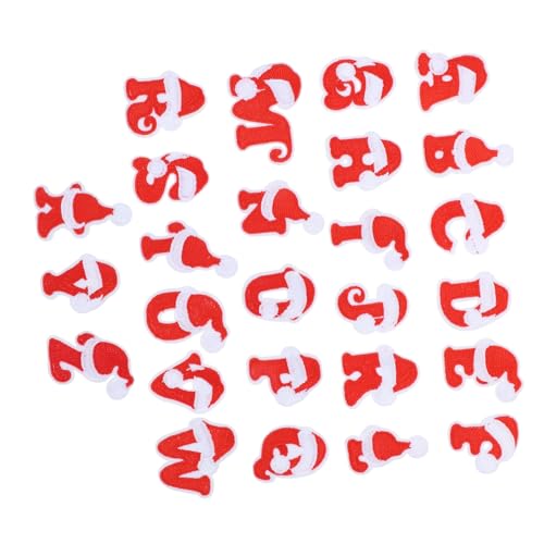 HOMSFOU 26 Stück Teiliges Buchstaben Patch Weihnachtsmotive Bestickte Dekorative DIY Applikationen für Kleidung Bastelprojekte und Textilreparatur in Rot Weiß von HOMSFOU
