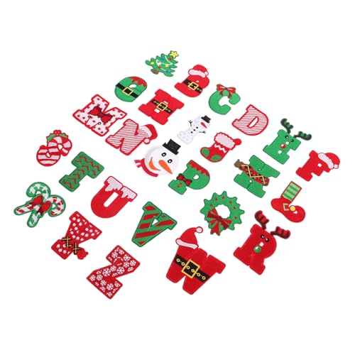 HOMSFOU 26 Stück Teiliges Weihnachts Bügelbilder Bestickte Aufnäher Alphabet Applikationen für Kleidung Jeans Mäntel Taschen Diy Reparatur und Dekoration von HOMSFOU
