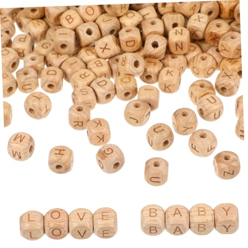 HOMSFOU 260 Stk. Teiliges Buche Holz Buchstabenperlen Buchstaben Leichte Eckige Alphabet Perlen zum Auffädeln für Diy Schmuck Lernspiele Dekoration und Bastelprojekte von HOMSFOU