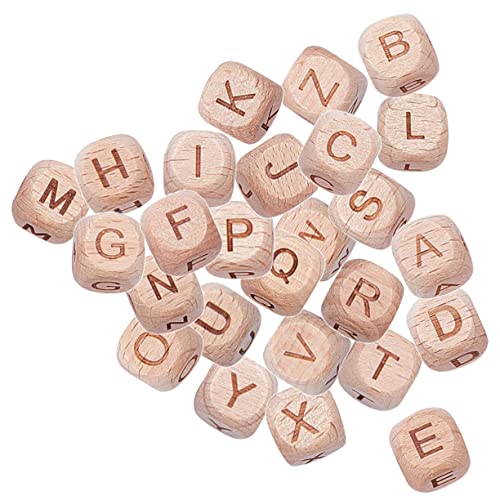 HOMSFOU 26Stücke DIY Holzperlen Buchstabenperlen aus Buchenholz Naturfarbe für Armband Schmuck und Kreative Handwerksprojekte Einfach zu Verwenden Langlebig und Vielseitig von HOMSFOU