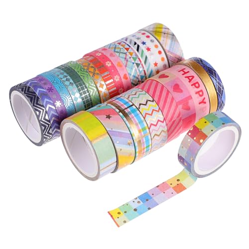 HOMSFOU 27 Rollen Dekoratives Washi Tape mit Goldprägung Klebeband für Diy Projekte Bastelarbeiten Scrapbooking Journals und Geschenkverpackung von HOMSFOU