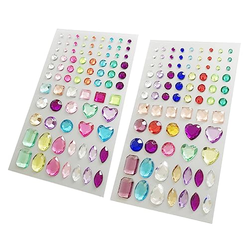 HOMSFOU 2Blätter Selbstklebende DIY Acryl Strass Perlen Aufkleber Kristall Edelstein Sticker für Handwerk Scrapbooking und Dekoration Vielfältige Farben und Formen für Projekte von HOMSFOU