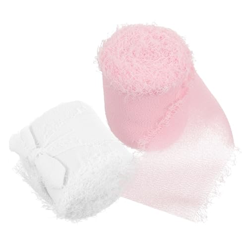HOMSFOU 2Rollen Chiffonband mit Ausgefransten Kanten Handgefertigt Milchweiß und Wasserrosa für Geschenkverpackungen Hochzeitsdekorationen DIY Projekte und Bastelarbeiten HOMSFOU 2Rollen Chiffonband mit Ausgefransten Kanten Handgefertigt Milchweiß und Wasserrosa für Geschenkverpackungen Hochzeitsdekorationen DIY Projekte und Bastelarbeiten von HOMSFOU