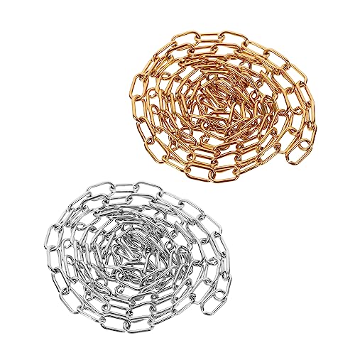 HOMSFOU 2Rollen DIY Kettenband für Schmuckherstellung Überzogene Verbindungsketten Stahlfarbe Goldfarbe für Halskettenprojekte und Individuelles HOMSFOU 2Rollen DIY Kettenband für Schmuckherstellung Überzogene Verbindungsketten Stahlfarbe Goldfarbe für Halskettenprojekte und Individuelles von HOMSFOU