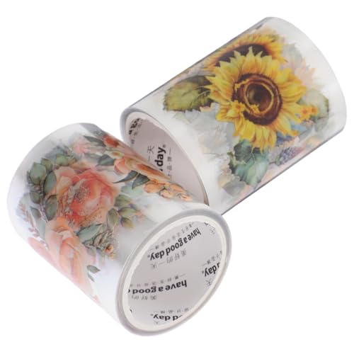 HOMSFOU 2Rollen Pet Pflanzen Washi Tape Scrapbooking Klebeband für Tagebücher Vintage Design mit Sonnenblume Orangenrose pro für Kalender HOMSFOU 2Rollen Pet Pflanzen Washi Tape Scrapbooking Klebeband für Tagebücher Vintage Design mit Sonnenblume Orangenrose pro für Kalender von HOMSFOU