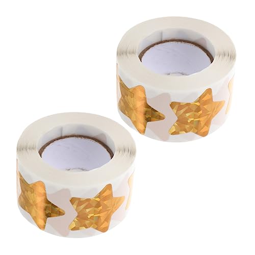 HOMSFOU 2Rollen Selbstklebende Sternaufkleber Goldene Glitzersterne für Belohnungs und Dekorationsetiketten für Scrapbooking und DIY Bastelprojekte von HOMSFOU