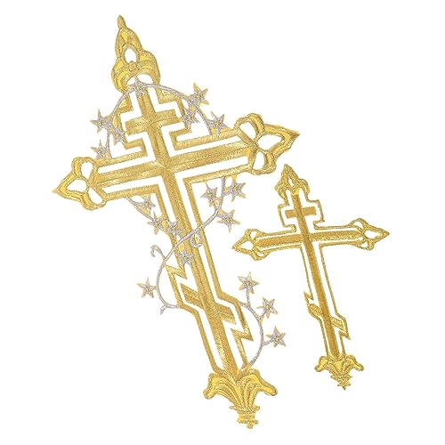 HOMSFOU 2Stücke Dekorative Eisen Patches Kreuzförmige Hutflicken Goldene Stickerei DIY Applikationen Für Hüte Und Mäntel Verschleißfest Kreuzmuster Für Projekte von HOMSFOU