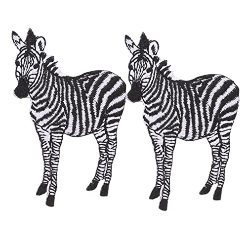 HOMSFOU 2Stücke Gestickte Tierstoff Patches für Kleidung Aufnähen oder Aufbügeln Zebra Muster Hautfreundliches und Langlebiges Material für Jeans und Jacken von HOMSFOU