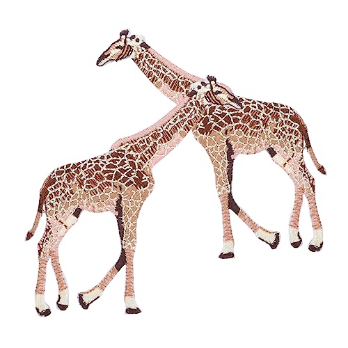 HOMSFOU 2Stücke Giraffe Stickerei Patches Lustige Applikationen für Kleidung Taschen Hüte DIY Dekoration Hochwertige Bügel und Näh Patches Tiermotive von HOMSFOU