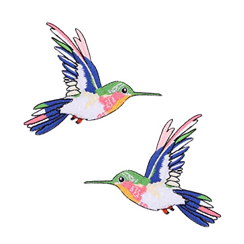 HOMSFOU 2Stücke Kolibri Aufnäher Dekorative Bügelapplikationen Für Kleidung DIY Tierpatches Für Jacken Hüte Und Mehr Hochwertige Gestickte Textilverzierungen von HOMSFOU
