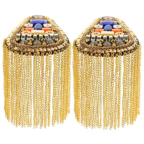 HOMSFOU 2Stücke Quaste Epauletten Metall Schulterarmdekoration für Hochzeiten und Festliche Anlässe Goldfarbene Fransen Schulterklappen Accessoires von HOMSFOU