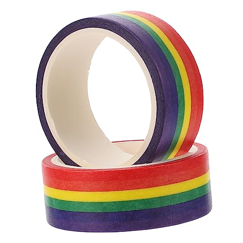 HOMSFOU 2Stücke Rainbow Stripe Washi Tape Dekoratives Scrapbook Klebeband für DIY Projekte Selbstklebend Leicht Abreißbar für Geschenkverpackungen und Bürobedarf von HOMSFOU
