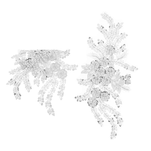 HOMSFOU 2Stücke Spitzenflicken für DIY Kleidungsdesign für Hochzeitskleider und Brautpartys Weiß Hochwertige Bastelmaterialien von HOMSFOU