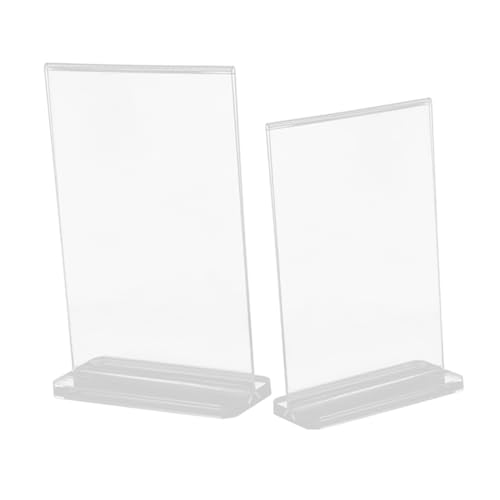 HOMSFOU 2Stücke Tischkartenhalter Doppelseitiger Acrylständer mit Stabiler Basis für Restaurant Hochzeit und Konferenzen Vertikale Display Lösung für Schilder und Dokumente von HOMSFOU
