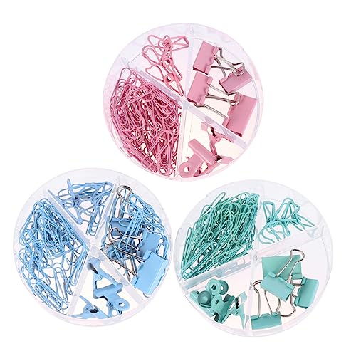 HOMSFOU 3 Box Boxen Farbige Binder Clips und Klammern für Dokumente Set mit Großen Clips Kleinen Hohlklammern Aktenklammern und Büroklammern für Schule Büro und Kreative Projekte von HOMSFOU