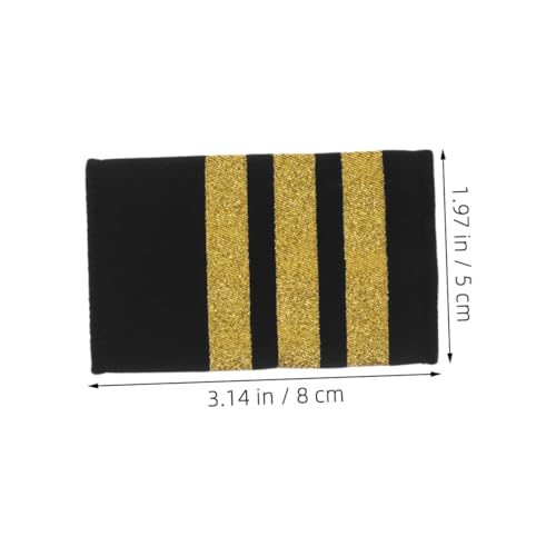HOMSFOU 3 Paare Piloten Schulterklappen Streifen Goldene Nylonbänder Schwarzer Professionelle Airline Uniform Epauletten für Flugpersonal Zubehör von HOMSFOU