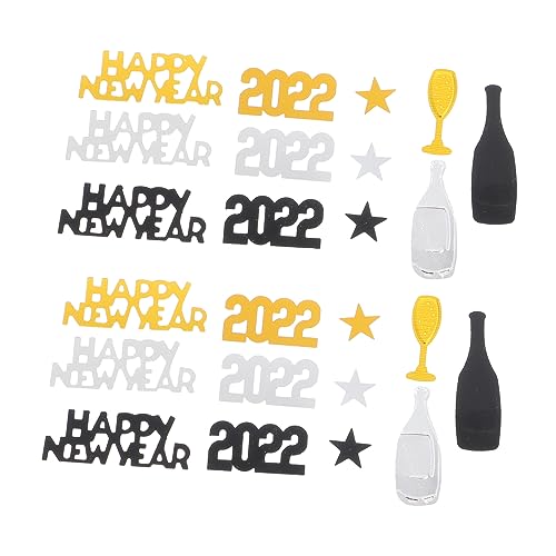 HOMSFOU 3 Packungen 2022 Neujahr Happy New Year Konfetti Glitzerndes Konfetti Neujahr Tisch Konfetti Silvester Tischdekoration 2022 Neujahr Konfetti Plastik Gold Füllung von HOMSFOU