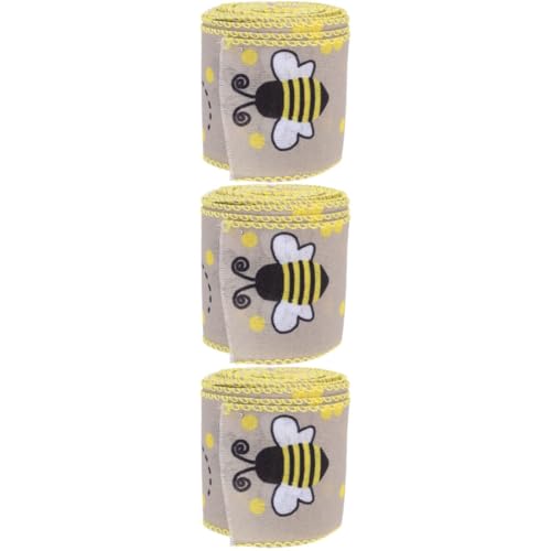 HOMSFOU 3 Rollen Dekoratives Geschenkband mit Bienenmuster Breit pro Rolle für Hochzeitsdeko Party und Tischdekoration Scrapbooking Geschenkverpackung und Mehr von HOMSFOU