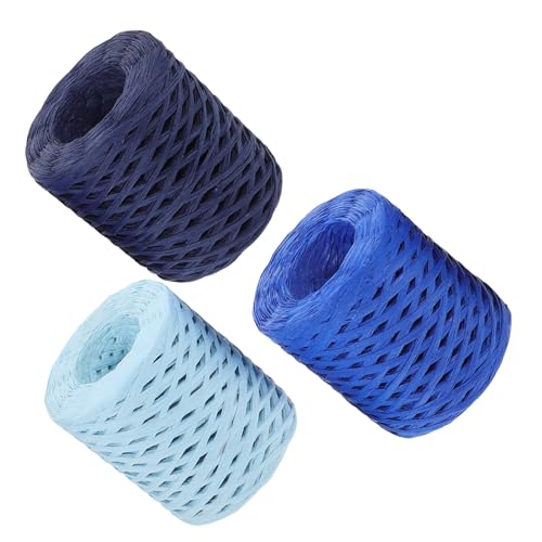 HOMSFOU 3 Rollen Farbiges Raffia Papierband in Blau Nuancen Langlebiges Bastelband für Geschenkverpackung DIY projekte und Blumenarrangements Vielseitig Einsetzbar und Dekorativ von HOMSFOU