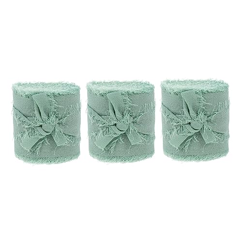 HOMSFOU 3 Rollen Fransen Chiffon Bänder Dekorative Hochzeits und Geschenkverpackungsbänder Grün Vielseitig Einsetzbar für Diy Blumensträuße und Partys Langlebiges und Elegantes Design von HOMSFOU