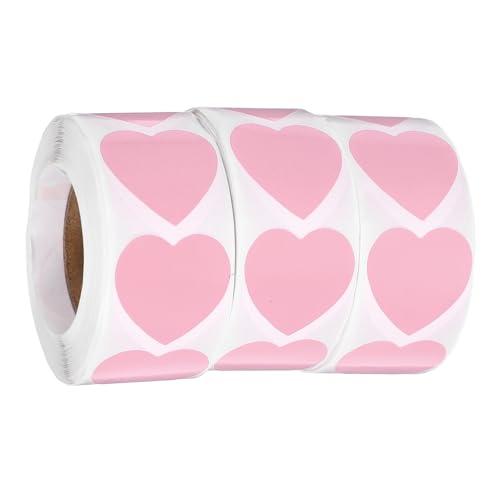 HOMSFOU 3 Rollen Herz Aufkleber Umschlag Etiketten in Herzform Dekoration Valentinstag-herz-aufkleber Rot Herzen Gemacht Valentinstag Aufkleber Dekorativ Klein Rosa Beschichtetes Papier von HOMSFOU