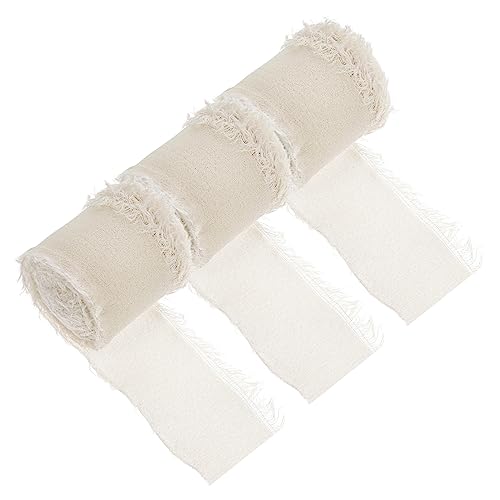 HOMSFOU 3 Rollen Hochzeitsdekorationsband handgefertigt dünn Bänder für Blumensträuße Bänder für Handwerk Einladung seidenband ribbon Wickelband selber machen DIY Bastelband Polyester Weiß von HOMSFOU