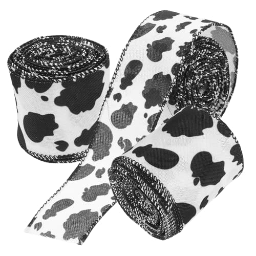 HOMSFOU 3 Rollen Kuhmuster Geschenkband mit Drahtkante Polyester Ripsband zum Basteln Schleifen Dekorieren für Geschenke Hochzeit Party Blumen DIY von HOMSFOU