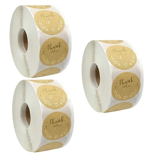 HOMSFOU 3 Rollen Olivenzweig Aufkleber Selbstklebende Danke Sticker für Verpackungen und Dankeskarten Runde Etiketten für Hochzeiten Partys und Besondere Anlässe von HOMSFOU