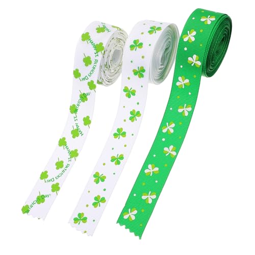 HOMSFOU 3 Rollen Patrick's Day Geschenkband Vierblättriges Muster zum Verpacken von Geschenken Dekorieren von DIY Projekten und Feiern Yards HOMSFOU 3 Rollen Patrick's Day Geschenkband Vierblättriges Muster zum Verpacken von Geschenken Dekorieren von DIY Projekten und Feiern Yards von HOMSFOU