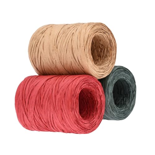 HOMSFOU 3 Rollen Raffia Papierband Geschenkband pro Farbig Sortiert Rot Grün Natur Vielseitiges Bastelband für Weihnachtsgeschenke DIY Verpackung Langlebiges Packseil HOMSFOU 3 Rollen Raffia Papierband Geschenkband pro Farbig Sortiert Rot Grün Natur Vielseitiges Bastelband für Weihnachtsgeschenke DIY Verpackung Langlebiges Packseil von HOMSFOU