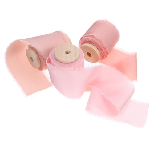 HOMSFOU 3 Rollen Satin Stoffstreifen Mit Handgerissener Rohkante Bastelblumen Dekobänder Elegantes Geschenkband Fransenband Zum Verpacken Von Geschenken Bandsortiment Aus von HOMSFOU