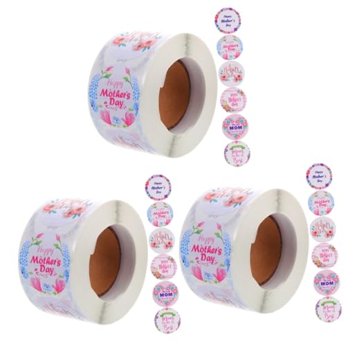 HOMSFOU 3 Rollen Siegel Etikett Geschenketiketten Zum Muttertag Tag -aufkleber Mütter Happy Mothers Day Schild Dekoration Selbstklebende Mama-aufkleber Stichworte Kupferplattenaufkleber HOMSFOU 3 Rollen Siegel Etikett Geschenketiketten Zum Muttertag Tag -aufkleber Mütter Happy Mothers Day Schild Dekoration Selbstklebende Mama-aufkleber Stichworte Kupferplattenaufkleber von HOMSFOU