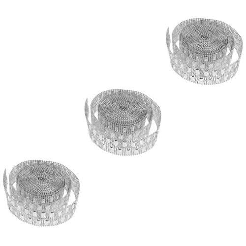 HOMSFOU 3 Rollen Strassstreifen Schillerndes Dekoband Dekoration Multifunktionales Strassband Handgefertigt Bastelbesatz Dekorativer Bastelbesatz DIY Strassbesatz Silberkristall von HOMSFOU