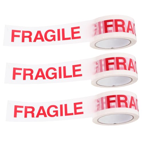 HOMSFOU 3 Rollen Warnband Aufkleber zerbrechliches Band Verpackungskartons bewegen Klebeband zerbrechliches Packband Umzugsetiketten für Kartons zerbrechliche Etiketten Vorsichtsband hoch von HOMSFOU