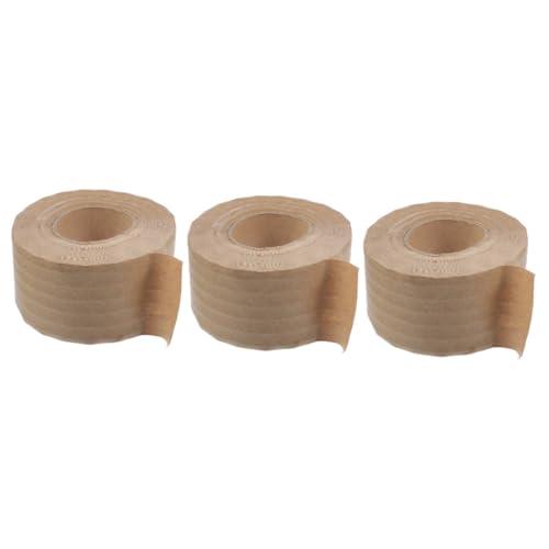 HOMSFOU 3 Rollen Wasseraktiviertes Kraftpapier Klebeband Hochviskos Verstärkt für Versand und Diy Verpackungen Vielseitiges Packband für Bastelprojekte von HOMSFOU