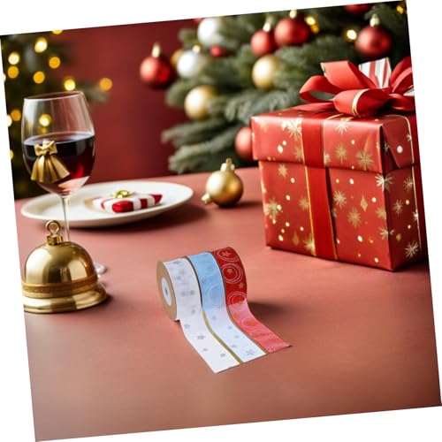 HOMSFOU 3 Rollen Weihnachtsdekorationsband Weihnachtsband Verpackungsband Feiertags-Bastelband Geschenkband Packband Band umwickeln Drahtband für Weihnachtsbaum Polyester HOMSFOU 3 Rollen Weihnachtsdekorationsband Weihnachtsband Verpackungsband Feiertags-Bastelband Geschenkband Packband Band umwickeln Drahtband für Weihnachtsbaum Polyester von HOMSFOU