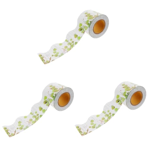 HOMSFOU 3 Rollen Wellenkante Dekoration Klassenzimmerdekor Grenzen Klassenzimmer Bulletin Bretter schwarzer Rand frühlingsdeko Dekorative Randverkleidung auswechselbares Randpapier Grün von HOMSFOU
