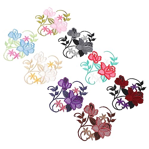 HOMSFOU 3 Sätze Blumen Stickerei Stoff Aufkleber Nähen Blumen- Bestickt Patch Flecken Dekoration Drinnen Applikationen Party Hochzeit Für Stickkleber Stoffzubehör 8 Stück * 3 von HOMSFOU