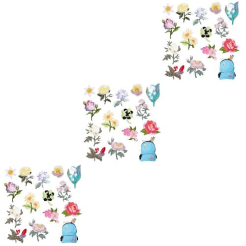 HOMSFOU 3 Sätze Dekorative Patches Aufnäher Für Jeans Blumenflecken Aufnäher Mit Blumenstickerei Taschenaufnäher Zum Ausbessern Von Stoffen Aufbügeln Stickgarn 14 Stück * 3 von HOMSFOU