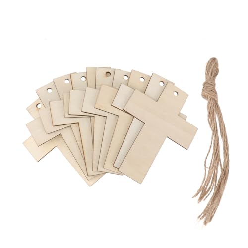 HOMSFOU 3 Sätze Dekorativer Anhänger Aus Holz Kruzifixe Groß Und Kreuzen Hochzeit Wanddekoration Für Herstellung Hängend Kreuztafel Party-diy-zubehör Unvollendete Holzausschnitte Hanfseil von HOMSFOU