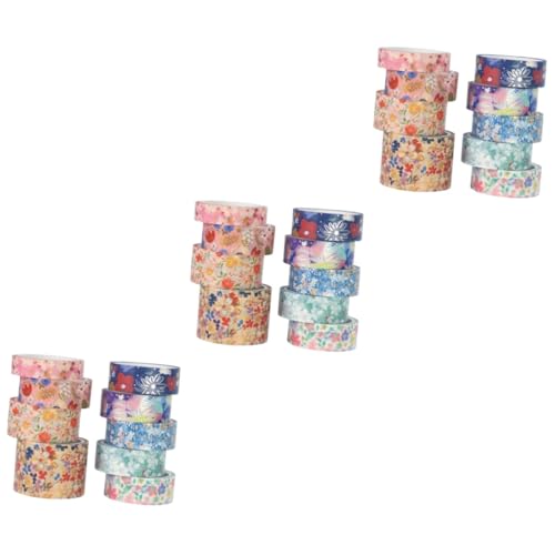 HOMSFOU 3 Sätze Diy Blumenmuster Washi Tape Dekorative Klebebänder Für Scrapbooking Und Kunsthandwerk Einfach Anzuwenden Für Planner Und Journals 9 Rollen * 3 von HOMSFOU