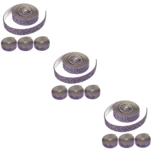 HOMSFOU 3 Sätze Diy Decorative Diamond Aufkleber Gürtel Strassband Trimmen Weiß Blenden Nähen Hochzeitsaccessoire Diy-kleidungspatch Strasssteine Violett 4 Rollen * 3 von HOMSFOU