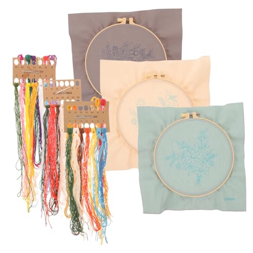 HOMSFOU 3 Sätze Diy Stickset für Anfänger Teiliges Kreuzstich mit Blumenmotiven für Handarbeiten Materialien und Stickrahmen Diy Projekte von HOMSFOU