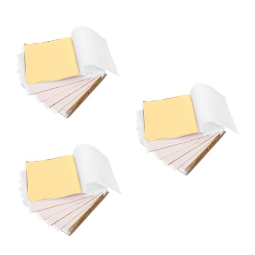 HOMSFOU 3 Sätze Goldfolie Blattfolienpapier Folie Origami-papier Metallisches Seidenpapier Blattgoldpapiere Schimmerndes Papier Farbige Folie Eloxiertes Aluminium Golden 100 Stück * 3 von HOMSFOU