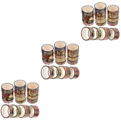 HOMSFOU 3 Sätze Goldgeprägtes Washi Tape Mit Blumenmuster Dekoratives Vielseitiges Klebeband Für Scrapbooking Diy Basteln Tagebücher Leicht Abreißbar Wiederablösbar 18 Rollen * 3 von HOMSFOU
