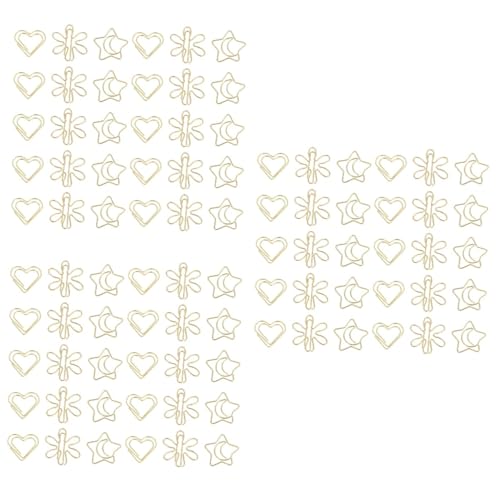HOMSFOU 3 Sätze Kreative Metall Büroklammern Im Goldenen Design Formate Wie Herz Blume Und Mond Organisieren Von Dokumenten Fotos Und Notizen 30 Stück * 3 von HOMSFOU