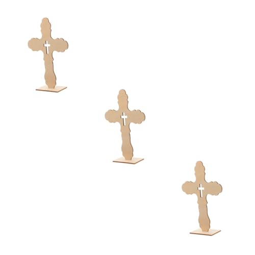 HOMSFOU 3 Sätze Kreuzornamente Aus Holz Büro Dekoration Bürodekoration Tischdekoration Home Dekoration Gold Kreuzdekor Kreuzen Bastelset Holzkreuze Zum Basteln Desktop-kreuz 10 Stück * 3 von HOMSFOU