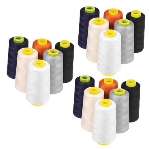 HOMSFOU 3 Sätze Polyesterfaden Dicker Strang Stickgarn Stickmaschinengarn Quiltgarn Kegelfaden Für Nähmaschinen Schwarze Spulen Nähgarn Zum Nähen 6 Stück * 3 von HOMSFOU