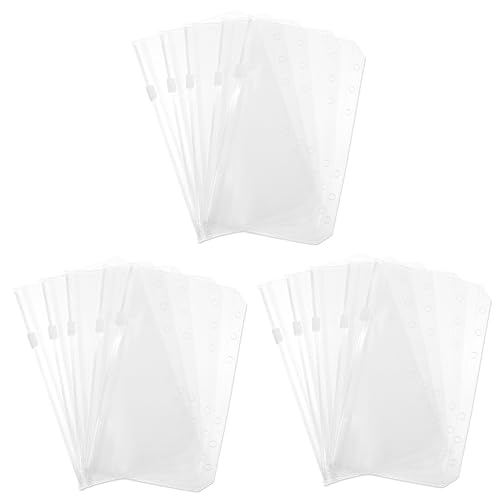 HOMSFOU 3 Sätze Pvc-tasche Mit Reißverschluss Aufbewahrungstasche Löcher Dokumentbeutel Bindetascheneinlage A5 Bindertaschen Mit Reißverschluss Dokumenttasche Weiß 15 Stücke * 3 von HOMSFOU